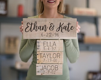Anniversary Gift | Family Names Wood Sign | Personalized Family Name Signs | Fathers Day Gift | Family Established Sign