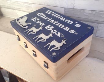Christmas eve box, personalised box, decorated Christmas box, personalised wooden crate, Family fun xmas, CIJ 2017. Traditional christmas,