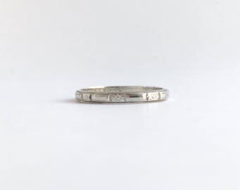 1930s Art Deco Wedding Band with Flowers