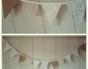 Gold and cream vintage inspired doily bunting