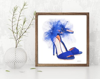 High heels hight fashion watercolour digital Clipart: hand