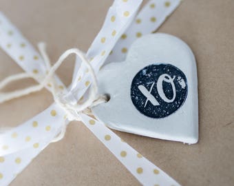 Set of 4 Clay Gift Tags, gift tags, clay tags, clay gift tags, xo tags, xo gift tags