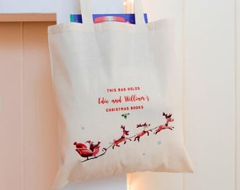 ON SALE Personalised Christmas Book Bag - Book Bag - Grocery Bag - Kids' Bag - Personalised