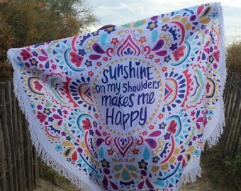 Beach towel, roundies, mandala Boho Throw round beach towel serviette ronde, Petit tapis rond couvre fauteuil serviette de plage
