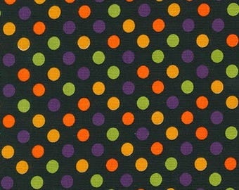Halloween Fabric by the yard / Spooky Spot On / Dots on Black Fabric by the yard / Robert Kaufman 12872 / Halloween Yardage & Fat Quarters