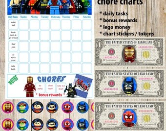 Kids Chore Chart,Lego Superhero Planner,Kids Reward Chart,Responsibility Chart,Positive Behavior Chart,Star Chart,Kids Planner,Weekly Chart