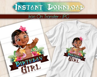 50% OFF SALE DIGITAL File Baby Moana Iron On Transfer, Moana Birthday Girl, Moana birthday shirt, Moana Tshirt Transfer, Moana iron on