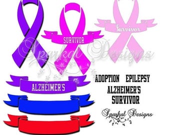 ON SALE Cancerv Awareness Ribbons SVG Cut File Survivor Svg, Cutting file Cricut design Space file Silhouette Studio File EasyWeed