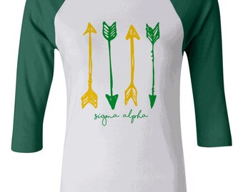 Sigma Alpha Arrows Bella + Canvas Baby Rib Raglan