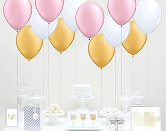 60pcs 10" Mixed Gold Pink White Latex Balloon Girl Baby Shower Birthday Party Wedding Decoration