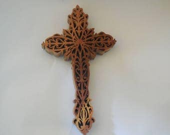 canary wooden wall cross 7x4..75