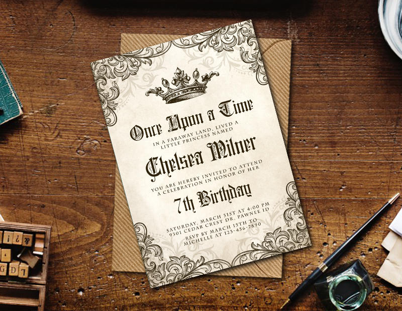 Medieval Invitation Once Upon a Time Birthday Printable