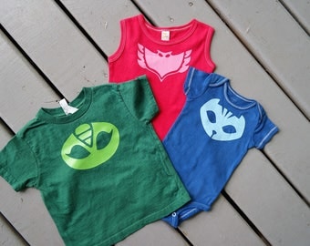 Custom PJ Mask shirts; Girls PJ mask Catboy bodysuit; PJ mask costume; pj mask birthday outfit; pj mask t-shirt for toddler