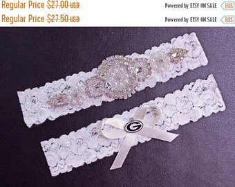 ON SALE Georgia Bulldogs Wedding Garter Set,Georgia Bulldogs Bridal Garter,Bulldogs Garter,White Lace Wedding Garter,University of Georgia G