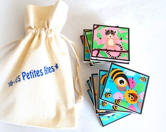 Memory 16 cards, memory game 8 pairs, memory game animals illustrations, my first memory, memory game, travel game