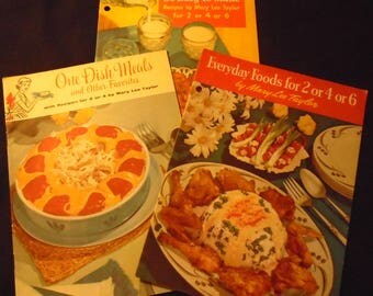 1950s Advertising Cookbooks Mary Lee Taylor Pet Milk Booklets One Dish Meals Everyday Foods So Easy to Make For 2 4 or 6 Mid Century Cooking