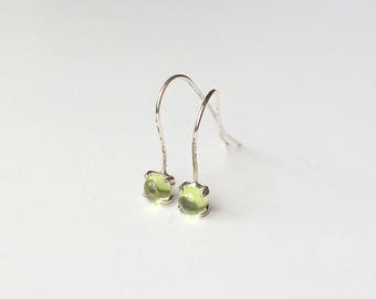 Peridot drop earrings 925 sterling silver earrings/