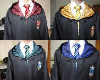 Men's, Ladies Woman's H.P Style Wizard Adult Costume house Robe Cloak Fancy Dress Cape
