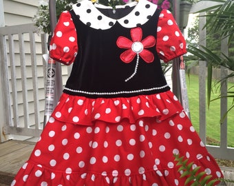 Minnie Mouse Costume , Girls Minnie Mouse Dress, Toddlers Minnie Mouse Dress, Baby Girl Minnie Mouse Dress, Black Red Dress Girl, Halloween