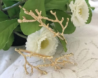 Gold Leaf Hair Pin, Gold Leaves Hair Clip, Twig Hair Pin, Wedding Hair piece, Bridal Hair Pins,Bobby Pin,Boho Hair Accessories