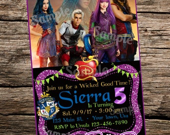 Villains Birthday Invitation, Descendant Invitations, Mal & Uma Party, Villains Birthday Party, Birthday Party Invitations, (Digital File)