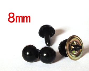 30pairs DIY Toy Accessories---8mm black round safety eyes with wahser or without washer can choose