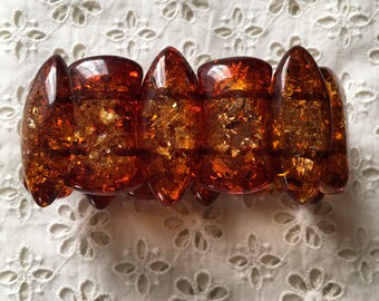 Amber glitter lucite stretch bracelet