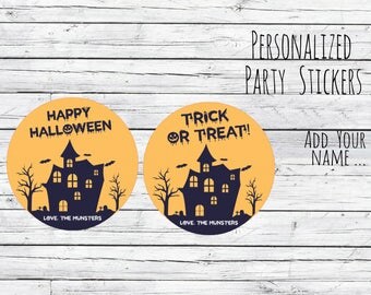 Personalized Trick or Treat Stickers, Halloween Stickers,Halloween Spiders,Halloween Party favors, Hallloween labels, Halloween Treats