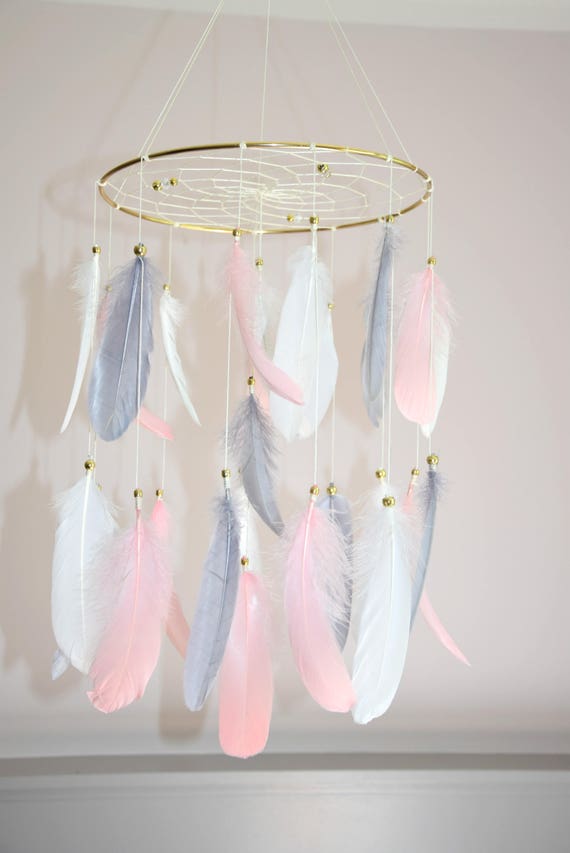 Baby Nursery Mobile Feather Dreamcatcher Mobile Woodland