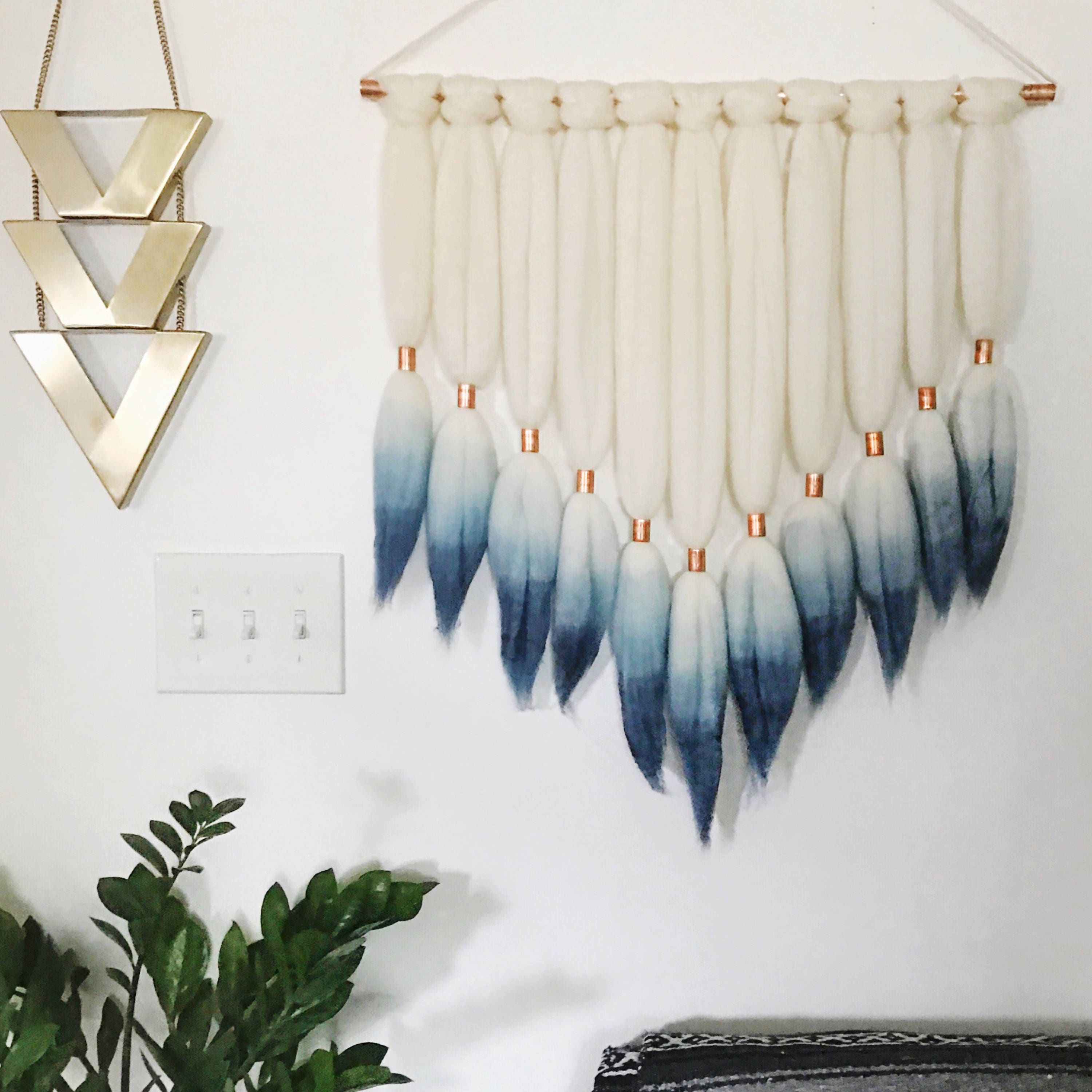 Indigo Dip Dyed Roving Wall Hanging Fiber Wall Hanging