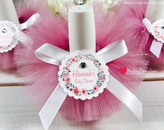 10 Baby Shower Favors|Nail Polish Tutus|Nail Polish Favors|Baby Shower Favors with Custom Tags|Blush Favors|Bridal Shower Favors|Party Favor