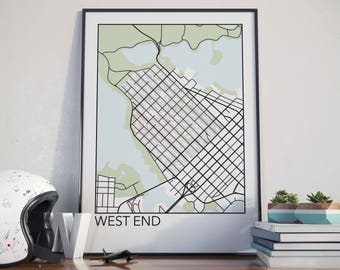 The West End Map Vancouver Neighbourhood Art Print