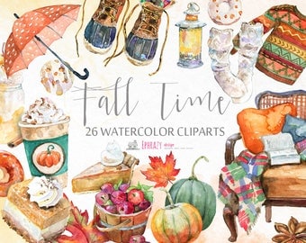 Fall Watercolor Clipart, Watercolor clipart, Fall clipart, Autumn clipart, Fall digital, Autumn digital, Pumpkin clipart, Fall chic, Autumn