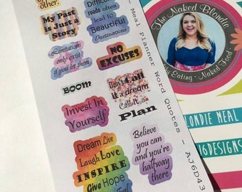 AJ6D430, Meal Planner Word Quotes, Planner stickers.