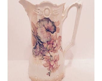 R S Prussia Floral Pitcher