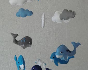 baby mobile, whale, Baby Crib Mobile - Nursery Crib Mobile - Nursery Decor -Baby
