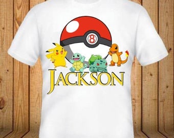 Personalized Pokemon Birthday Shirt - Add Any Name and Age - kids Birthday Shirts