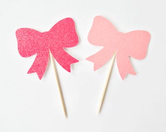Bow Cupcake Toppers - Set of 12