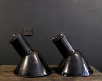 Industrial enamel angled light shades