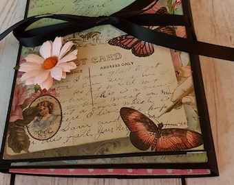 Vintage Butterfly Tri Fold Folio