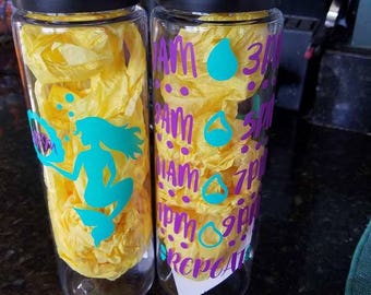 Mermaid water bottle- monogram- times for drinking