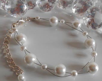 Wedding bracelet twist White Pearl