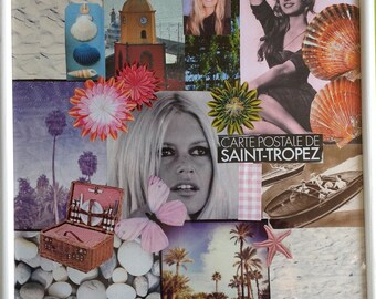 Painting collage theme "shells and crustaceans"