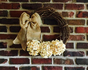 Summer Door Wreath-Summer Wreath-Front Door Wreath-Spring Wreath-Spring Door Wreath-Everyday Wreath-Rustic Wreath-Hydrangea Wreath