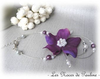 White violet wedding flower 'Tradition' Eva bracelet
