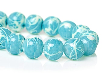 50 8mm turquoise colored glass beads