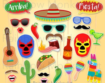 Printable Mexican Fiesta Photo Booth Props Cinco De Mayo