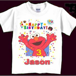 Elmo Birthday Shirt Party Shirt Gift Personalized Toddler Birthday T Shirt Boys Elmo Party Shirt Girls Boys Elmo Novelty Tee Shirt Favor