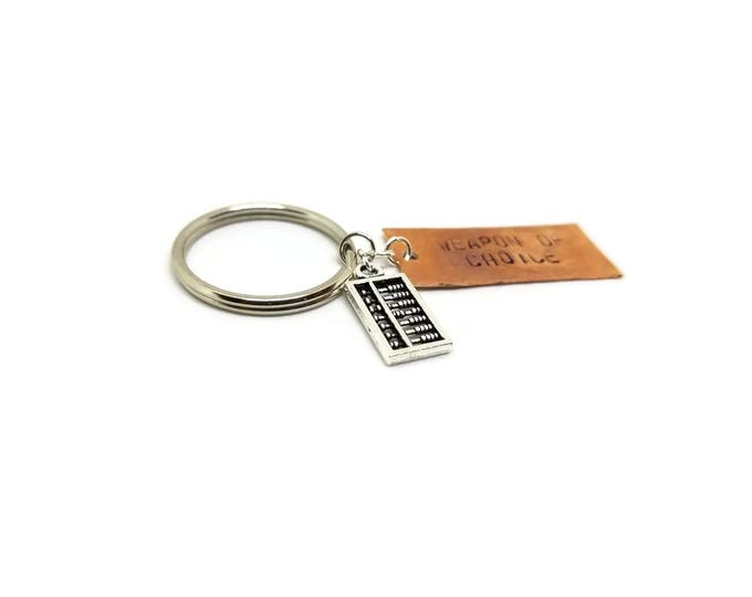 Weapon of Choice Hand Stamped Copper Key Chain, Abacus Charm Keychain, Math Gift, Gift for Nerd, Mathlete Keychain, Unique Birthday Gift