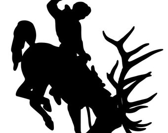 bucking horse decal wyoming elk